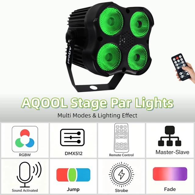 Alt view image 5 of 7 - Stage Par Lights, RGBW 4-in-1 LED Par Light Stage Lights DMX