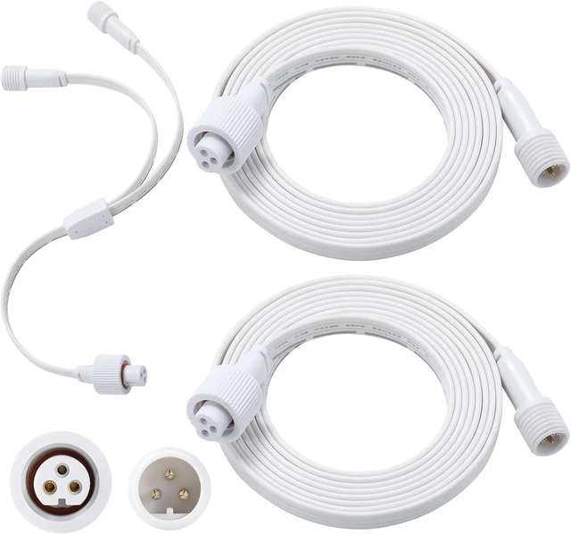 Main image of 6.2Ft 2Pack Extension Cable for Go-vee Permanent Outdoor Lights Pro, Y-Shaped Cable Waterproof Extension Cord Compatible with Go-vee H706A H706B H706C