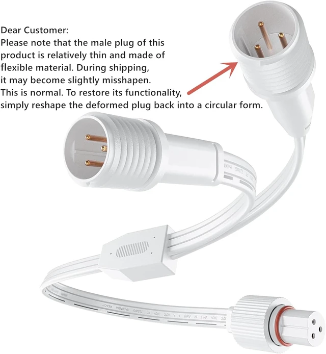 Alt view image 4 of 7 - 6.2Ft 2Pack Extension Cable for Go-vee Permanent Outdoor Lights Pro, Y-Shaped Cable Waterproof Extension Cord Compatible with Go-vee H706A H706B H706C