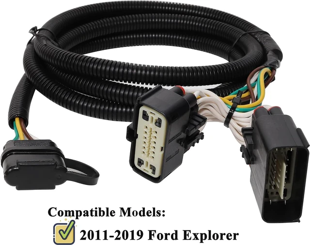 Alt view image 2 of 7 - Custom 4 Way Trailer Wiring Harness for 2011-2019 Ford Explorer, Pure Copper Plug and Play Trailer Light Wiring for Explorer