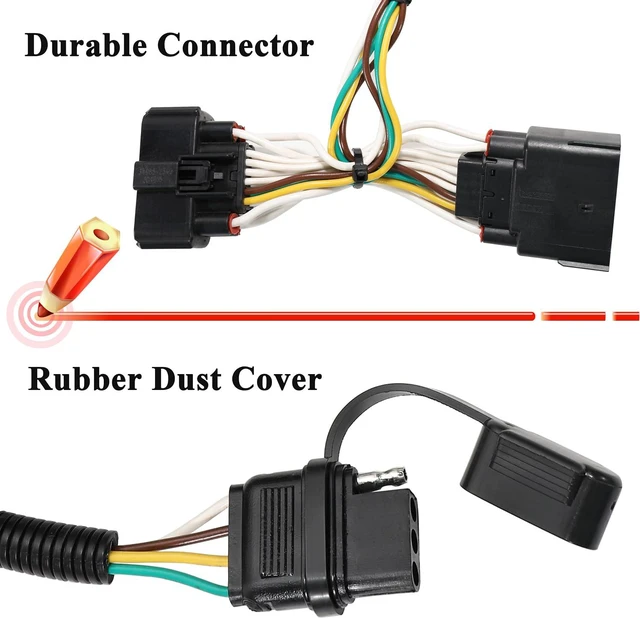Alt view image 4 of 7 - Custom 4 Way Trailer Wiring Harness for 2011-2019 Ford Explorer, Pure Copper Plug and Play Trailer Light Wiring for Explorer