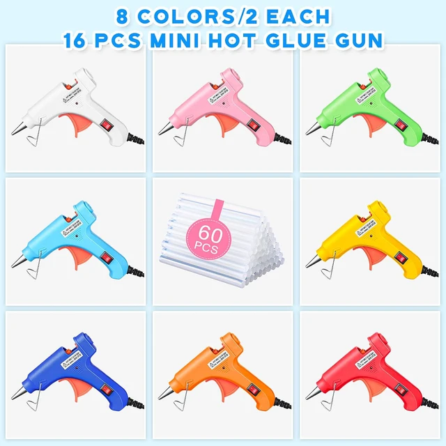 Alt view image 5 of 6 - 16 Pcs Mini Hot Glue Gun with 40 Sticks, Craft Glue Guns Kit