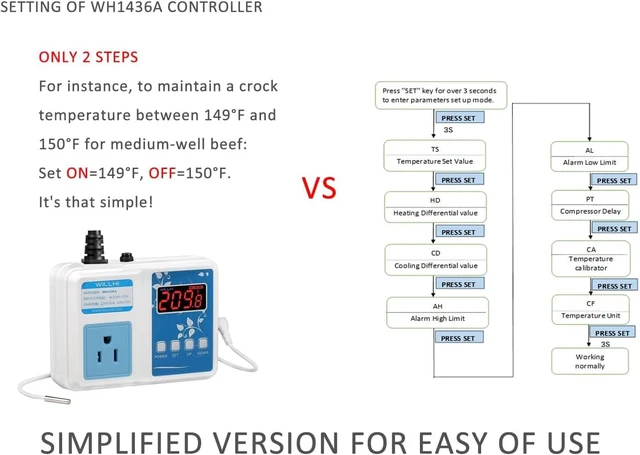 Alt view image 3 of 7 - WH1436A 10A Temperature Controller 110V