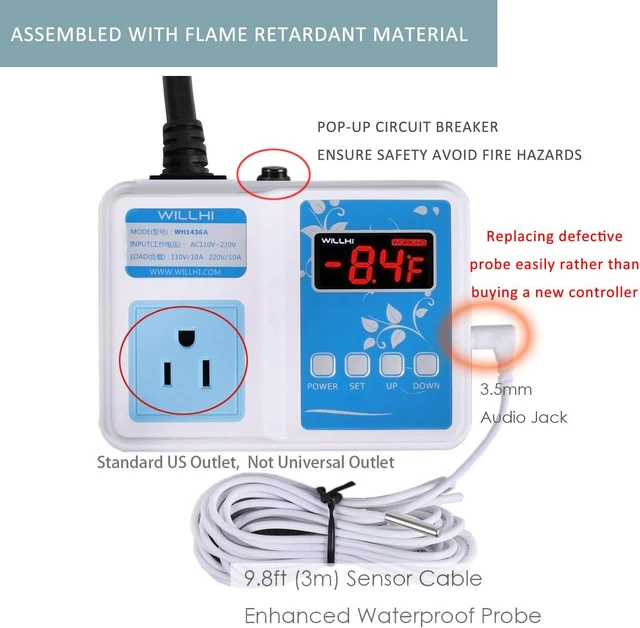 Alt view image 4 of 7 - WH1436A 10A Temperature Controller 110V