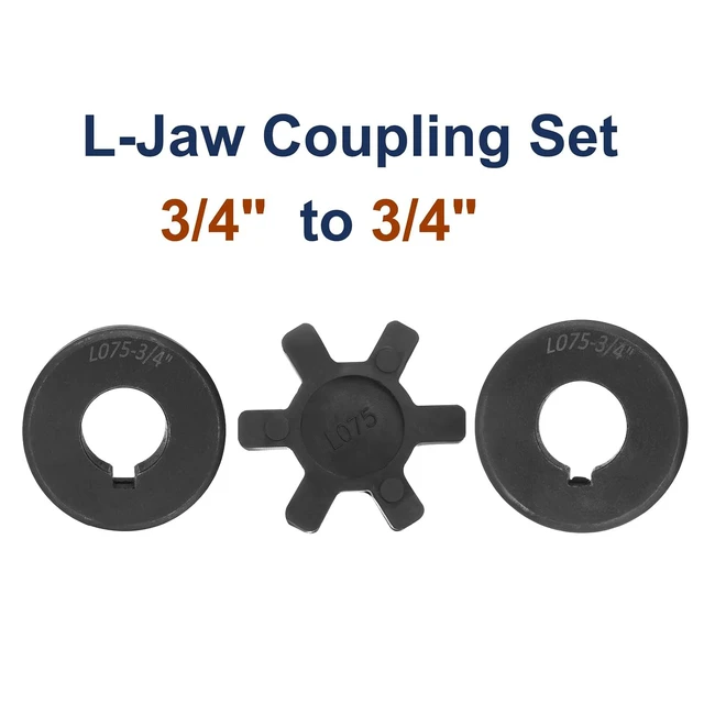 Alt view image 3 of 5 - 2 Pcs 3/4" to 3/4" L075 Flexible 3-Piece L-Jaw Coupling Coupler Set & Buna-N NBR Rubber Spider for Log Splitter Hybrid Equipment