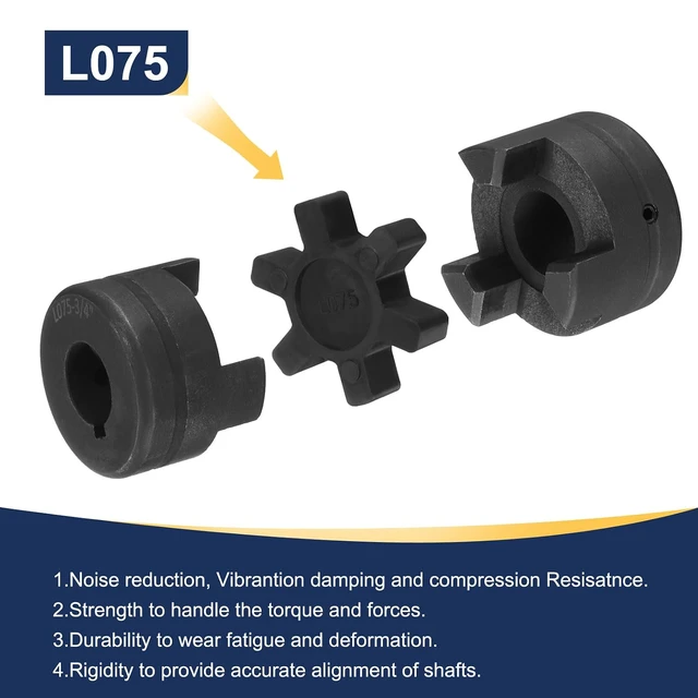 Alt view image 4 of 5 - 2 Pcs 3/4" to 3/4" L075 Flexible 3-Piece L-Jaw Coupling Coupler Set & Buna-N NBR Rubber Spider for Log Splitter Hybrid Equipment