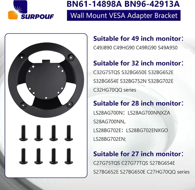 Alt view image 6 of 7 - BN61-14898A BN96-42913A Wall Mount VESA Adapter Bracket for Odyssey G6 G7 27/28/32/49'' Monitor C49HG90DM C49J890DK C49RG90SS S49A950UI C32G75TQS C32HG70QQ S32BG650E S32BG652E S32BG654E