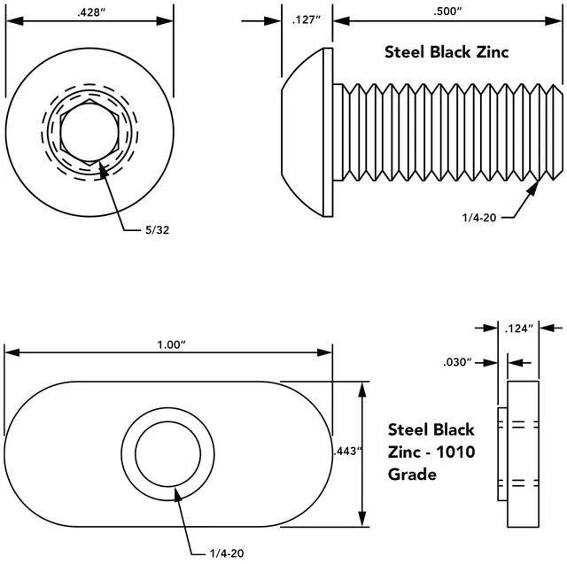 Alt view image 3 of 7 - 8020, 3393, 10 Series Bolt Combo, 1/4-20 x 0.5 Inch Button Head Socket Cap Screw with Slide in Economy T-Nut Steel Hardware Nuts and Bolts Set (25 Pack)