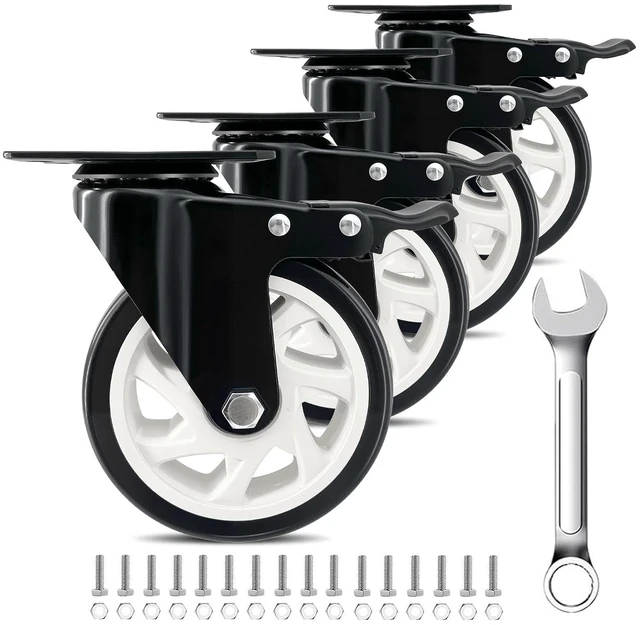 Main image of 5" Heavy Duty Caster Wheel with Brake, Swivel Casters Set of 4