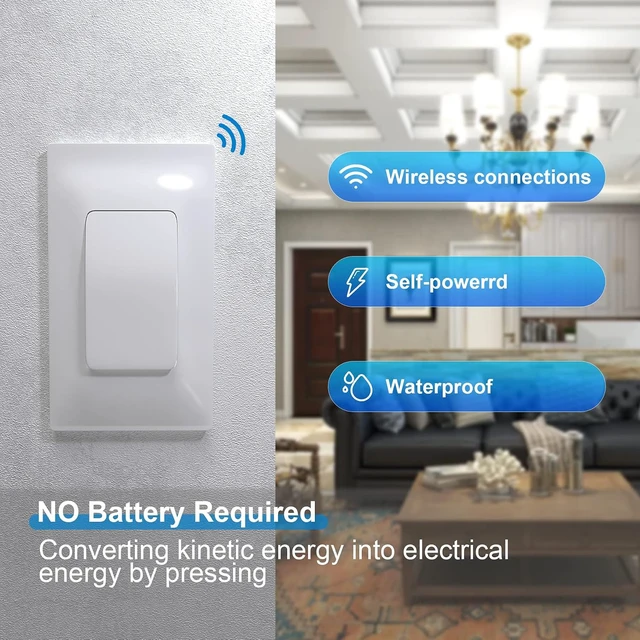 Alt view image 2 of 7 - Kinetic Wireless Light Switch and Receiver Kit, 330ft Remote Control