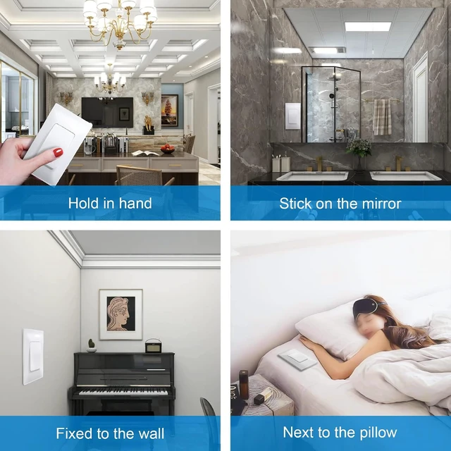 Alt view image 6 of 7 - Kinetic Wireless Light Switch and Receiver Kit, 330ft Remote Control