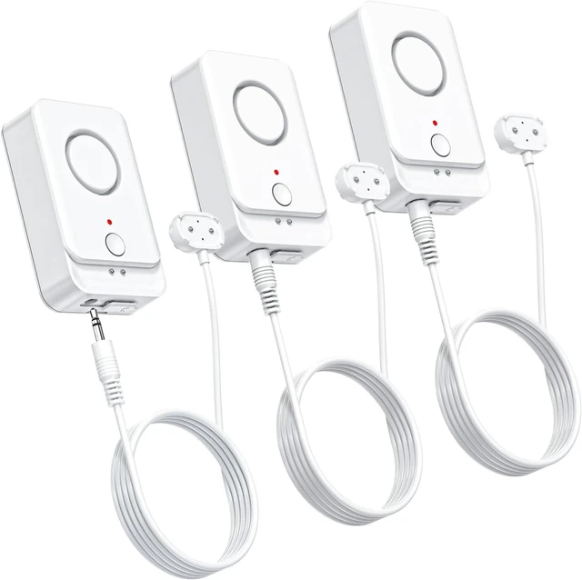 Main image of 3 Pack Water Leak Detectors with 5FT Extendable Probe for Home, 120dB Water Sensor Alarm for Home/Basement/Bathroom/Kitchen/Toilet/Laundry Room, Drip-Flood Leakage Detection for Under Sink/Pipe/Drain