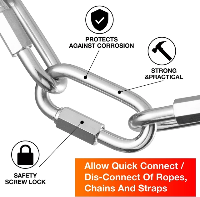 Alt view image 4 of 7 - 40Pack Heavy Duty Chain Links 5/16 Quick Link Locking Carabiners Clip M8