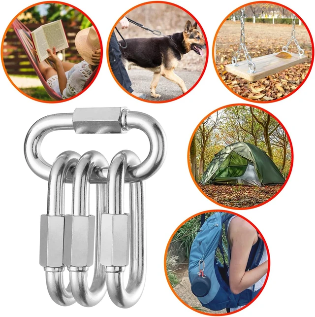 Alt view image 7 of 7 - 40Pack Heavy Duty Chain Links 5/16 Quick Link Locking Carabiners Clip M8