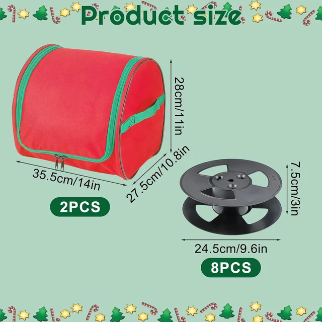 Alt view image 2 of 7 - Christmas Light Storage Bag with Reels- Holds up to 750ft of Mini Lights. 600D Zipper Bag & Container for Holiday Xmas Lights. A Classic Storage Solution!(2, RED)