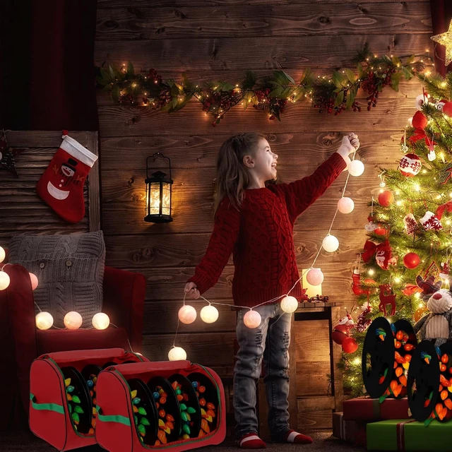 Alt view image 6 of 7 - Christmas Light Storage Bag with Reels- Holds up to 750ft of Mini Lights. 600D Zipper Bag & Container for Holiday Xmas Lights. A Classic Storage Solution!(2, RED)