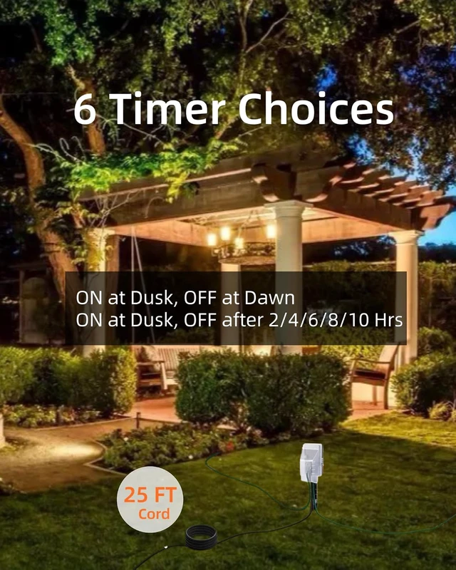 Alt view image 3 of 7 - Outdoor Power Stake Timer with Photocell, Dusk to Dawn