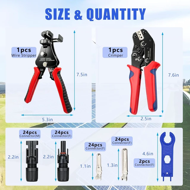 Alt view image 2 of 7 - 24Pairs Solar Panel Connector with Crimping Tool and Wire Stripper