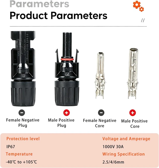 Alt view image 6 of 7 - 24Pairs Solar Panel Connector with Crimping Tool and Wire Stripper