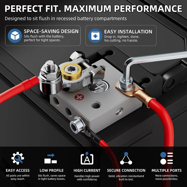 Alt view image 2 of 7 - Heavy Duty Battery Terminal Connectors 12Way Positive Negative Set