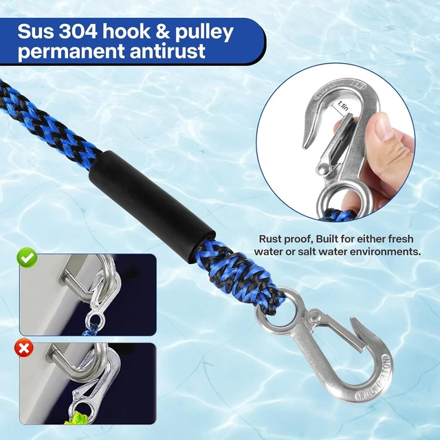 Alt view image 3 of 7 - Heavy Duty Boat Tow Harness for Tubing, Water Sports Tow Rope for Boat Towables & Tubes, Self Centering Tow Harness Line for Boat, Jet Ski, Pontoon,Wakeboarding