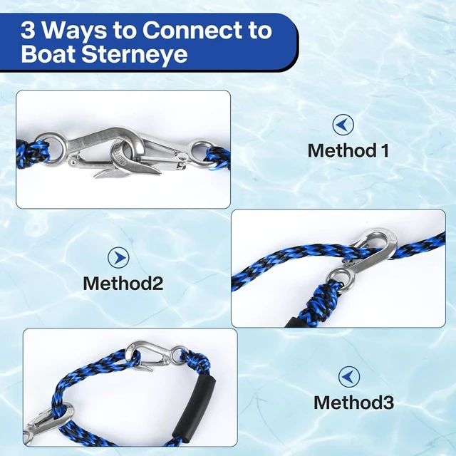 Alt view image 6 of 7 - Heavy Duty Boat Tow Harness for Tubing, Water Sports Tow Rope for Boat Towables & Tubes, Self Centering Tow Harness Line for Boat, Jet Ski, Pontoon,Wakeboarding