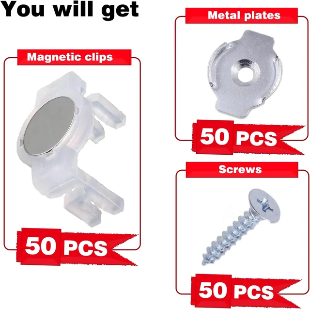 Alt view image 2 of 7 - 50Pcs Extra Strong Magnetic Christmas Light Clips, with Iron Sheet and Screws to Hold The Magnet Clips for Hanging Christmas Lighting