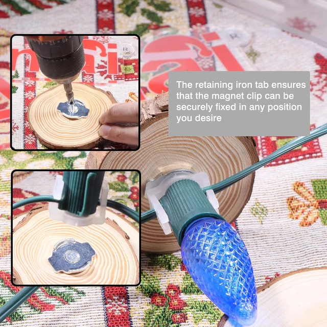 Alt view image 4 of 7 - 50Pcs Extra Strong Magnetic Christmas Light Clips, with Iron Sheet and Screws to Hold The Magnet Clips for Hanging Christmas Lighting