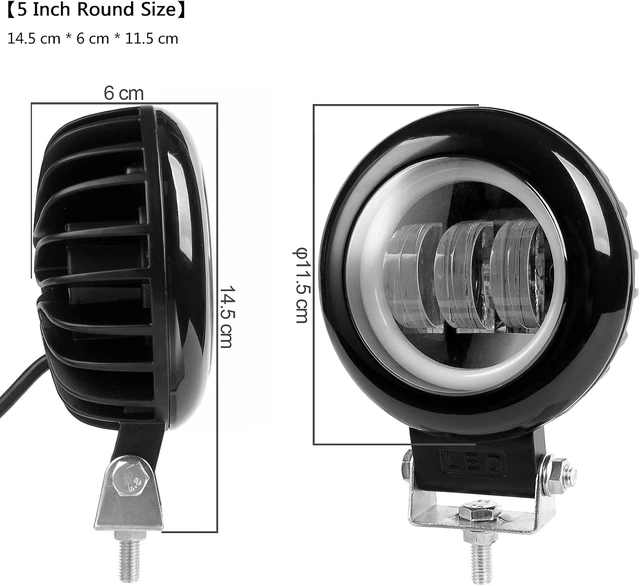 Alt view image 2 of 7 - 5 Inch Round LED Fog Lights, 60W Off Road LED Pod Lights