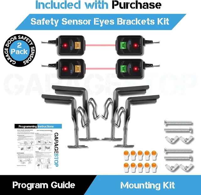 Alt view image 5 of 6 - 2X 820CB Wired Safety Sensor Eyes Brackets Kit, Compatible with Liftmaster Sears Craftsman Chamberlain Garage Door Openers After 1997, Replacement for 41A5034