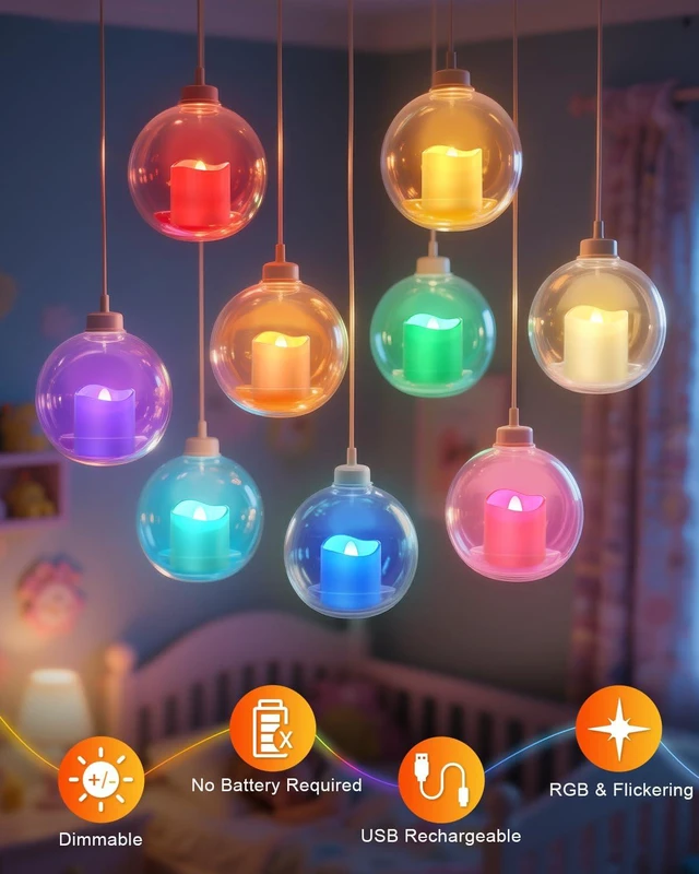 Alt view image 2 of 7 - RGB Color Changing Rechargeable Flameless Tea Light Candles, 12pcs