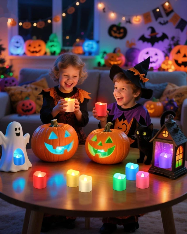 Alt view image 7 of 7 - RGB Color Changing Rechargeable Flameless Tea Light Candles, 12pcs