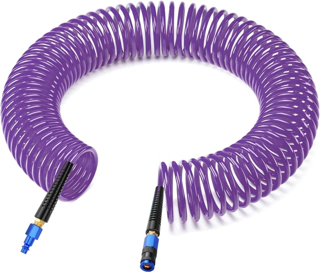Main image of 1/4" x 50FT Polyurethane Recoil Air Hose with AMT Universal Coupler, Purple