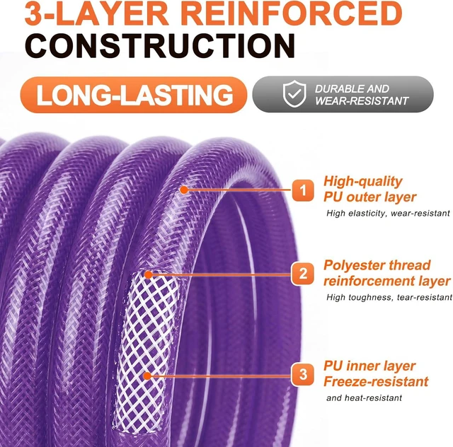 Alt view image 4 of 7 - 1/4" x 50FT Polyurethane Recoil Air Hose with AMT Universal Coupler, Purple