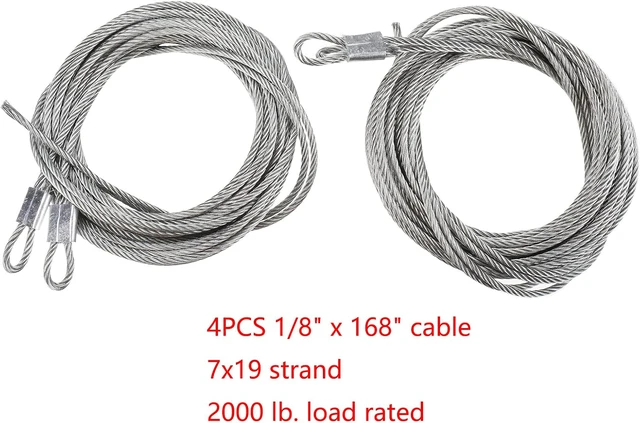 Alt view image 2 of 7 - Garage Door Cable and Pulley Kit, Including 2 Pairs of Galvanized Aircraft Cables and 4pcs Heavy Duty 3" Pulley Sheaves