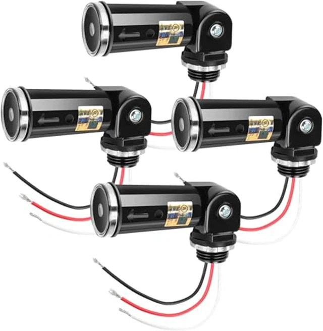 Main image of 4-Pack, Dusk to Dawn/Day Night Sensor, Photoelectric Switch, Photo Cell Sensor, 110V/120V/220V/240V Input, UL Listed, IP65 Water-Resistant Photocell for Outdoor Light