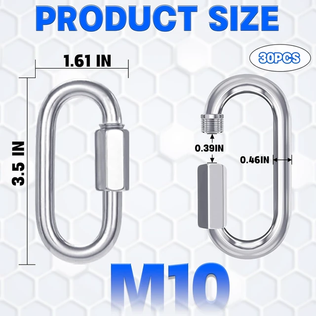 Alt view image 6 of 6 - 30PCS Heavy Duty Quick Link, 3.5IN Quick Chain Link, Silver