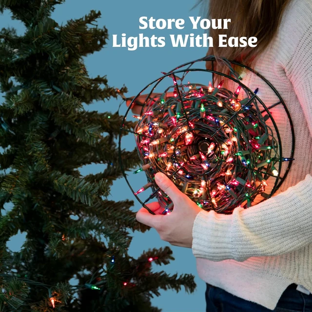 Alt view image 3 of 7 - Christmas Light Storage Reel 3 Pack w Zippered Carrying Bag Case- 12" XL Heavy Duty Metal Construction for Xmas Holiday Tree Lights, Wind up Extension Cords, Garland- Holiday Decoration Organizer