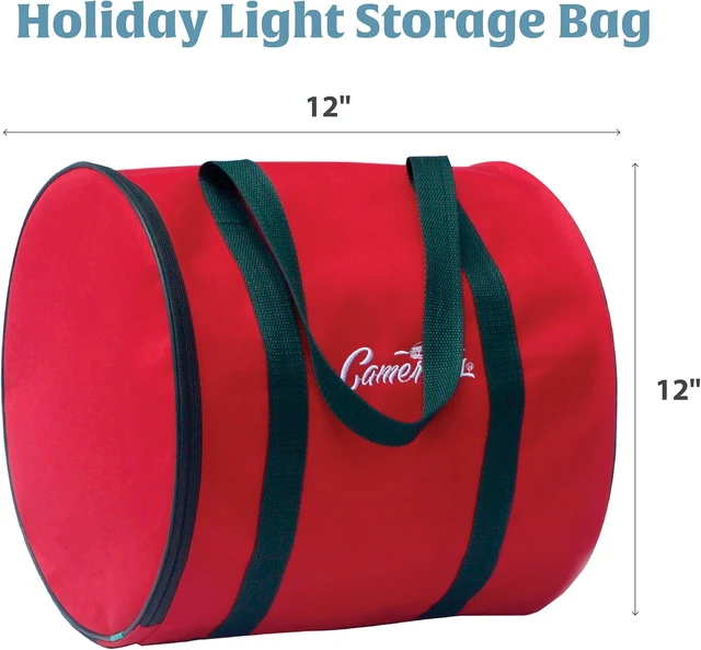 Alt view image 5 of 7 - Christmas Light Storage Reel 3 Pack w Zippered Carrying Bag Case- 12" XL Heavy Duty Metal Construction for Xmas Holiday Tree Lights, Wind up Extension Cords, Garland- Holiday Decoration Organizer