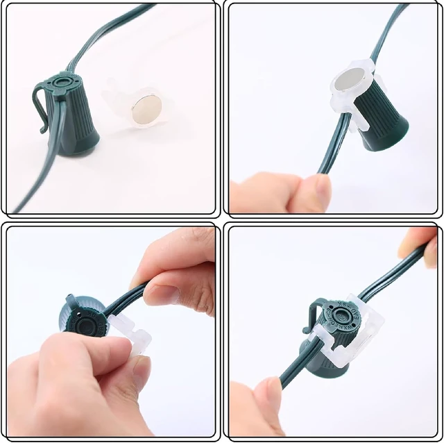 Alt view image 6 of 7 - 50Pcs Extra Strong Magnetic Christmas Light Clips, with Iron Sheet and Screws to Hold The Magnet Clips for Hanging Christmas Lighting