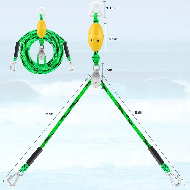 Alt view image 2 of 7 - Heavy Duty Boat Tow Harness for Tubing, Watersports Self Centering Tow Rope for Tubing, Boat Tow Harness for Towing Towable Tube, Water Ski, Wakeboard