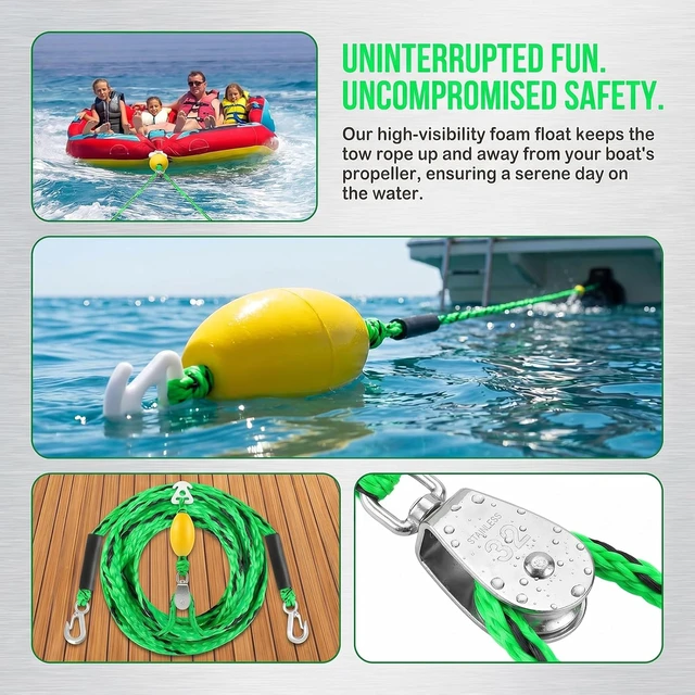 Alt view image 6 of 7 - Heavy Duty Boat Tow Harness for Tubing, Watersports Self Centering Tow Rope for Tubing, Boat Tow Harness for Towing Towable Tube, Water Ski, Wakeboard