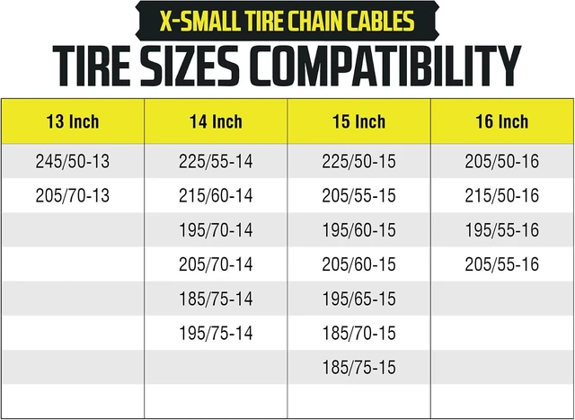 Alt view image 4 of 7 - Tire Chain Cables For Snow & Ice, Fits Passenger Cars & Some SUVs, Constructed to Provide Maximum Traction & Grip - Set of 2 (X-Small)