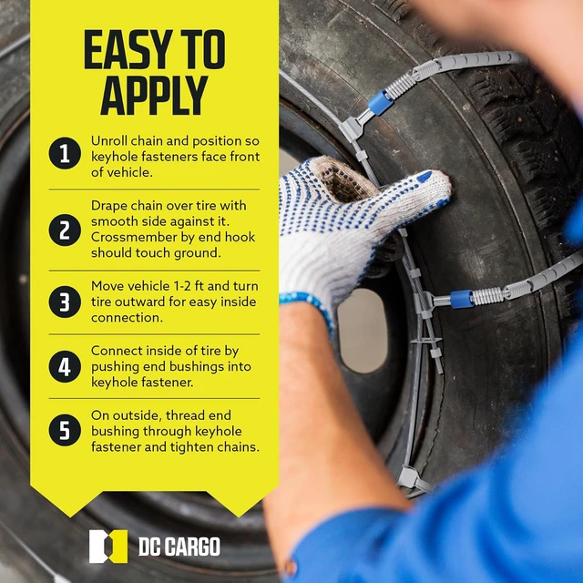 Alt view image 5 of 7 - Tire Chain Cables For Snow & Ice, Fits Passenger Cars & Some SUVs, Constructed to Provide Maximum Traction & Grip - Set of 2 (X-Small)
