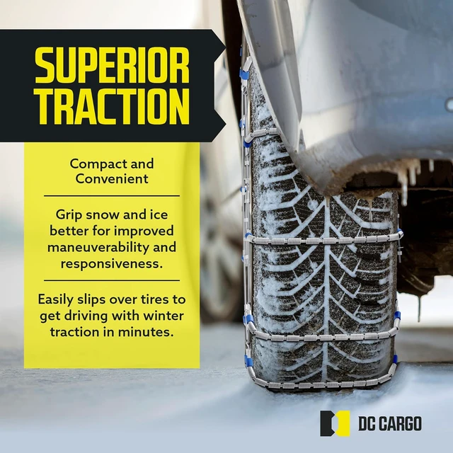 Alt view image 6 of 7 - Tire Chain Cables For Snow & Ice, Fits Passenger Cars & Some SUVs, Constructed to Provide Maximum Traction & Grip - Set of 2 (X-Small)