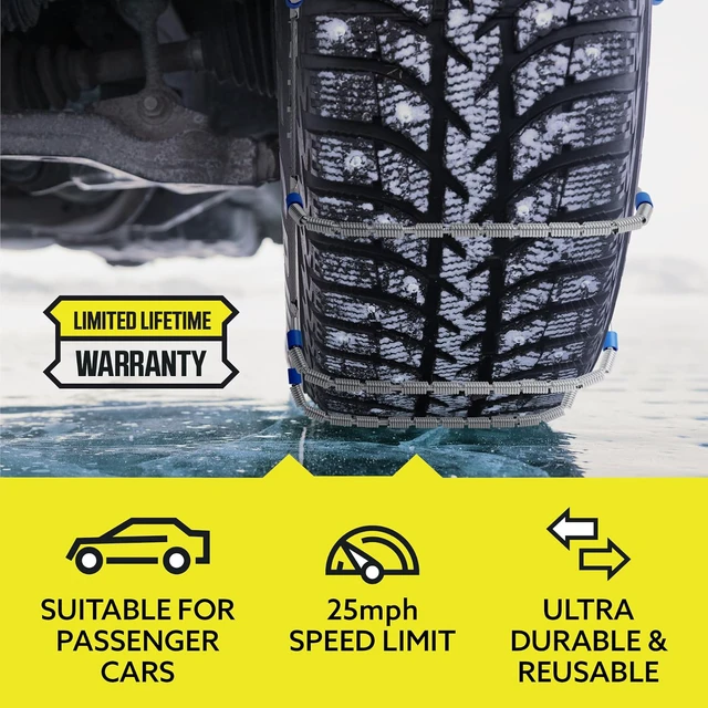 Alt view image 7 of 7 - Tire Chain Cables For Snow & Ice, Fits Passenger Cars & Some SUVs, Constructed to Provide Maximum Traction & Grip - Set of 2 (X-Small)