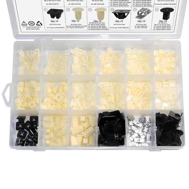 Alt view image 4 of 7 - 330pcs Grille & Headlight Bezel Nylon Nut #6, #8, #10 Screw Grommet Assortment for GM for Chrysler for Toyota for Honda for Mazda for Nissan for Mitsubishi Headlamp Fender Bumper License Nut