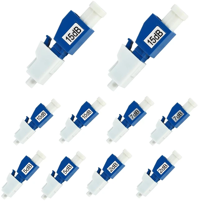Alt view image 2 of 6 - 10 Pack Single Mode Fiber Optic Attenuators 2dB, 5dB, 7dB, 10dB, 15dB, LC/UPC Fiber Attenuator Ideal for Communication & Data Centers