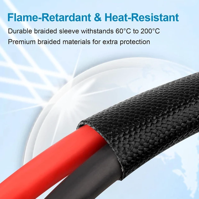 Alt view image 4 of 6 - Solar Cable 10FT, 8AWG Solar Extension Cable with Male & Female Solar Connectors, Flame-Retardant Protective Sleeving Solar Panel Cable, Weatherproof PV Wire for Solar Panel Connection