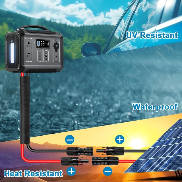 Alt view image 6 of 6 - Solar Cable 10FT, 8AWG Solar Extension Cable with Male & Female Solar Connectors, Flame-Retardant Protective Sleeving Solar Panel Cable, Weatherproof PV Wire for Solar Panel Connection